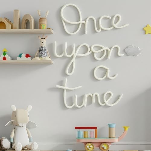 Barydat 4 Pcs Once Upon a Time Letters Nursery Decor Woven Sign - Image 4