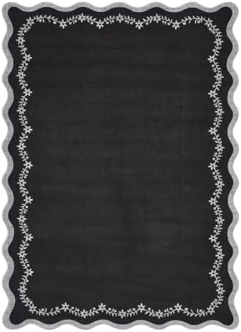 GarveeHome 6x9 Scalloped Area Rug Black Washable Living Room Bedroom Rug by GarveeHome