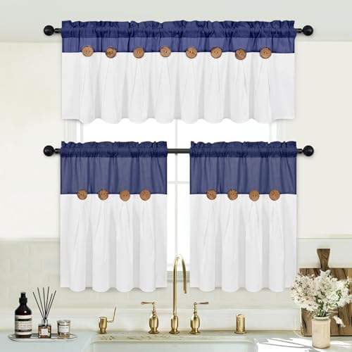 FRAMICS Boho Kitchen Curtains 24 Inch Length, Farmhouse Cotton Linen Tier - Image 3