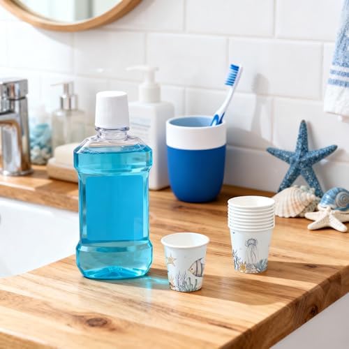 WRAPAHOLIC 3oz Blue Seafish Bathroom Cups - Image 3