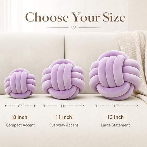 Petrella Purple Knot Pillow Ball, 11 Inch Round Decorative Pillow - Image 3