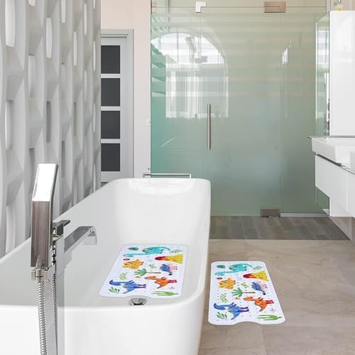 Dinosaur Baby Bath Mat for Tubs, 40 x 16 Inch, Suction Cups - Image 2