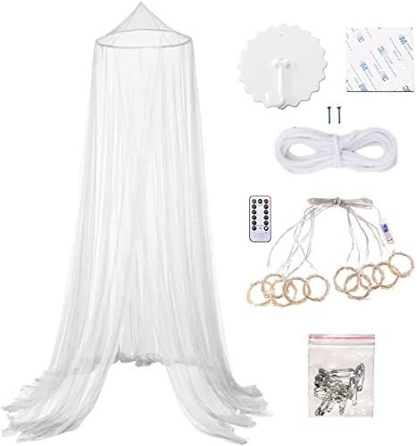 Bed Canopy Mosquito Net with 250pcs Warm Curtain Lights, Bed Canopy - Image 3