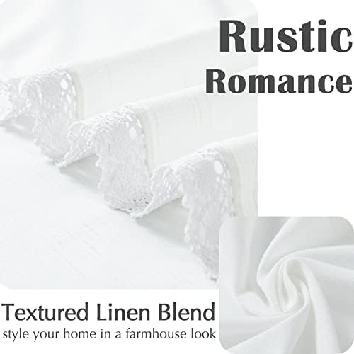 jinchan Off White Linen Lace Trim Valance Curtain 18Inch Rod Pocket 1 Panel - Image 4