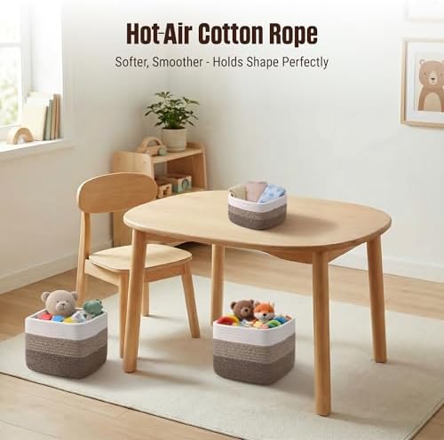 5-Pack Storage Cubes Woven Rope Baskets, 2 Sizes Organizer Bins - Image 5