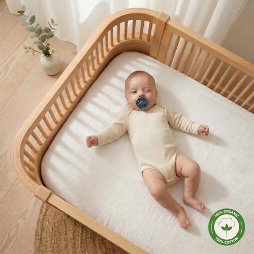 Crib Sheets, 100% Organic Cotton Muslin, Fitted 28"x52" Standard - Image 2