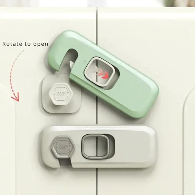 2x Child Kid Lock Fridge, Freezer, Cabinet Catch Baby Safety Lock Door Safe (Grey)