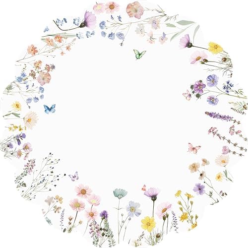 G.R.I Floral Paper Placemats 50 Pcs 13.5" Wildflower Round Disposable by G.R.I