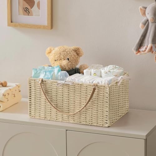 HBlife Large Baby Diaper Caddy Organizer, Paper Rope Storage Baskets Nursery Bin - Image 5