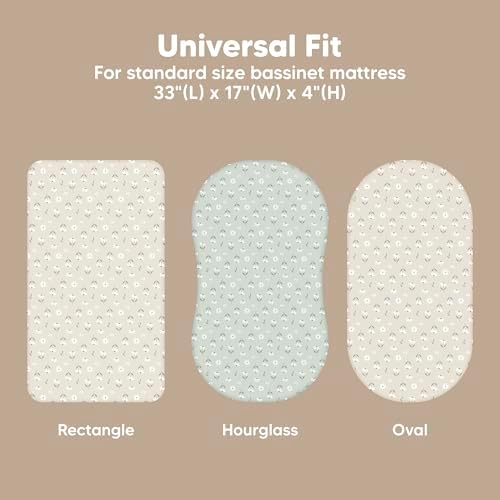 2-Pack Baby Bassinet Sheets Girl, 33x17 Bedside Sheets - Image 3