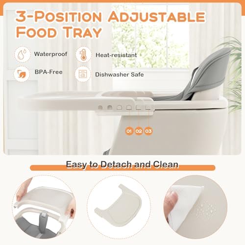 BABY JOY Convertible Baby High Chair, 3 in 1 Wooden Highchair/Booster/Chair - Image 3