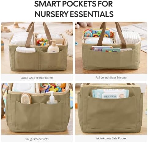 Large Canvas Baby Diaper Caddy Organizer - Image 5