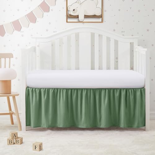 SiinvdaBZX Sage Green Crib Skirt Dust Ruffle, Microfiber Crib Bed Skirt - Image 2
