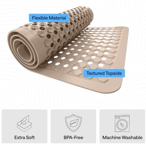 GORILLA GRIP Bath Tub Shower Mat, Bathtub Floor Liner, 35x16 Beige - Image 4