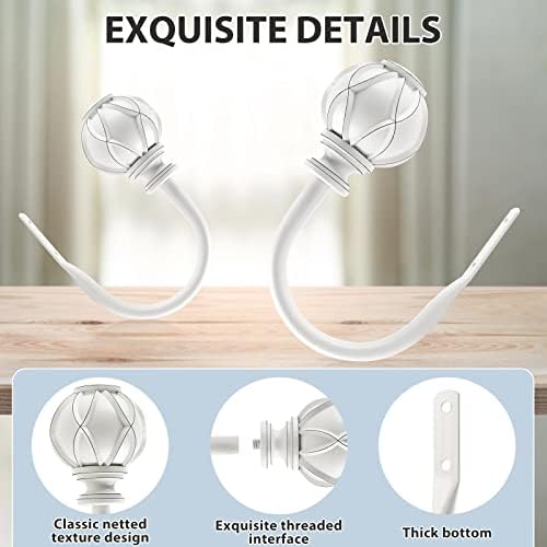 KAMANINA Decorative Curtain Drapery Holdbacks, Wall Mounted, 2 Pack White - Image 4