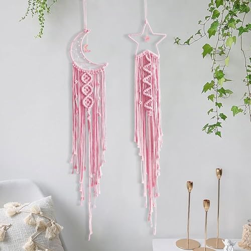 Tarklanda Moon Star Dream Catcher Decor, Macrame Wall Hanging Boho Home Decor - Image 6