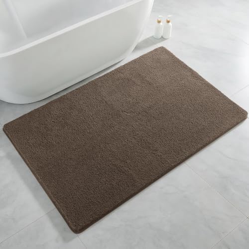 Polyester Bathroom Rug 36"x60" Brown, Large Soft Shaggy Bath Mat by Kildoss
