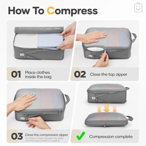 Veken 11 Set Compression Packing Cubes Garment Bags - Image 3