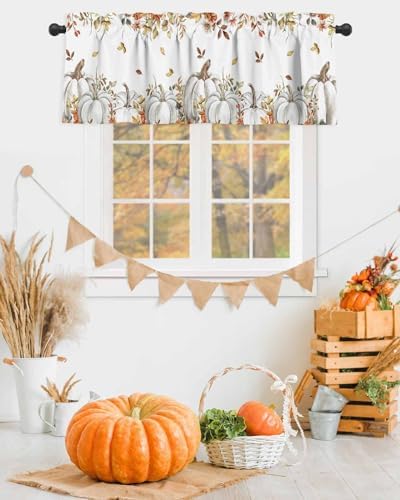 Vandarllin Fall Floral Leaves Kitchen Curtains Valances - Image 3