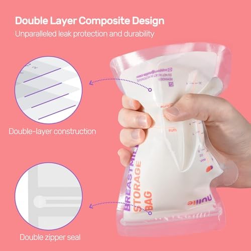 Nuliie 50 Pcs Breastmilk Storage Bags, 8 OZ Breast Milk Storing Bags, Milk - Image 4