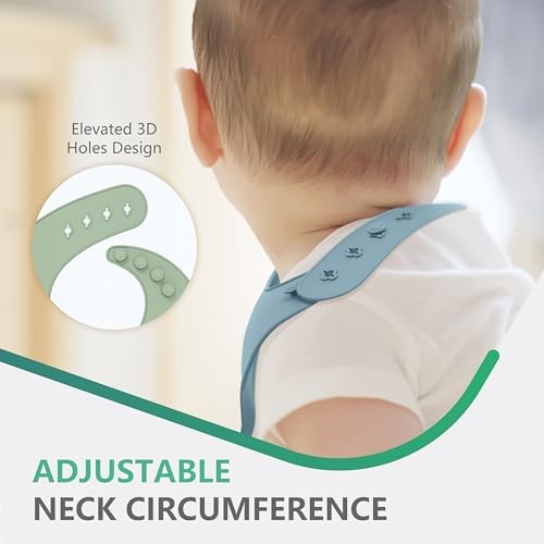 Cuddle Campus Set of 3 Silicone Bibs, Soft Adjustable Bibs - Image 5