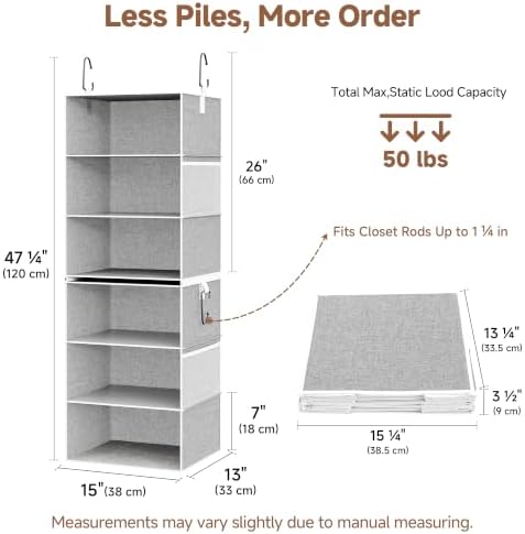 StorageWorks Hanging Closet Organizer, 6-Shelf - Image 2