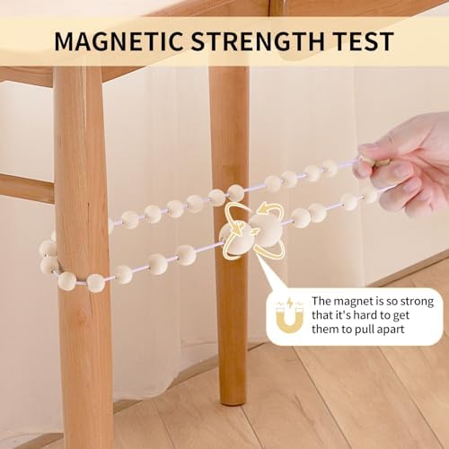 KLOGTSIND Magnetic Curtain Tiebacks, 4 Pack Wood Bead Curtain Holdbacks - Image 6
