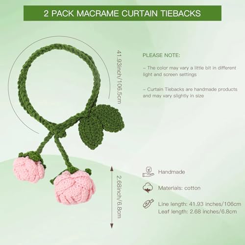 2 Pack Boho Handmade Flower Curtain Tiebacks & Holdbacks - Image 3