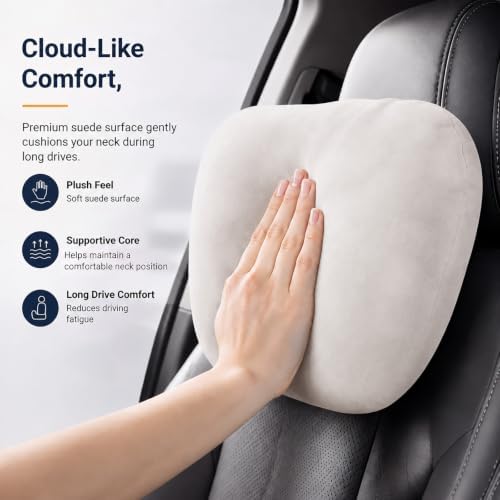 2 PCS Car Pillow for Driving Seat Soft Suede Headrest Neck & Lumbar Support - Image 2