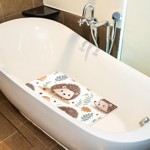 Bathtub Mat Non Slip 26.8x15.1In, Hedgehog and Mushroom Bath Mat - Image 5