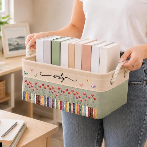 Custom Storage Basket with Name & Birth Month Flower - Image 3