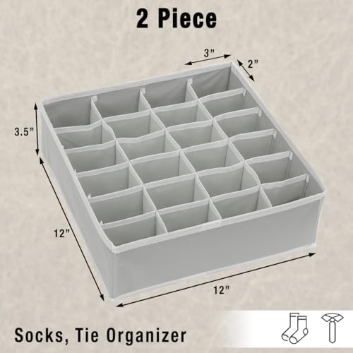 Simple Houseware 2 Pack Closet Sock Organizer, 24 Cell - Image 2