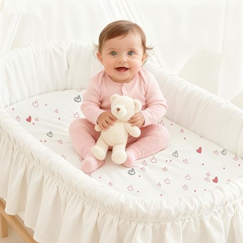 Baby Bassinet Sheets Girl Boy, 3 Pack Fitted Bassinet Sheet - Image 2