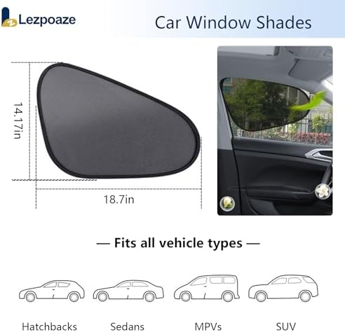 2-Pack Car Window Shades | Mesh Static adsorption Side Window Anti-UV Sunshade - Image 6