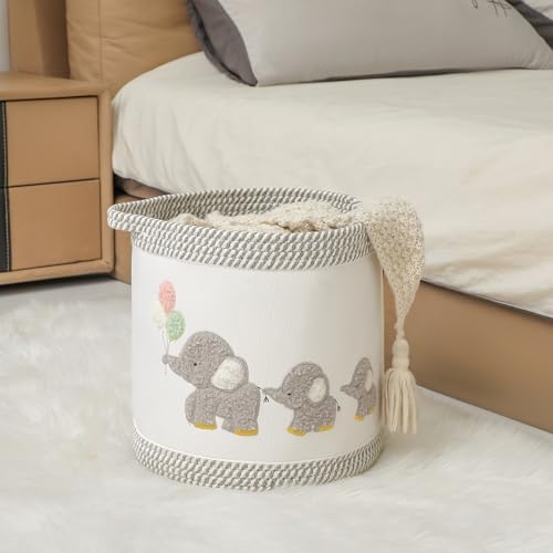 Baby Toy Basket Laundry Hamper Blanket Baskets Cute Elephant Nursery Storage - Image 2