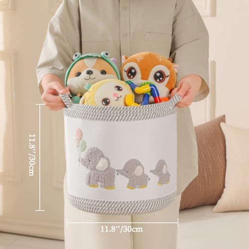 Baby Toy Basket Laundry Hamper Blanket Baskets Cute Elephant Nursery Storage - Image 5