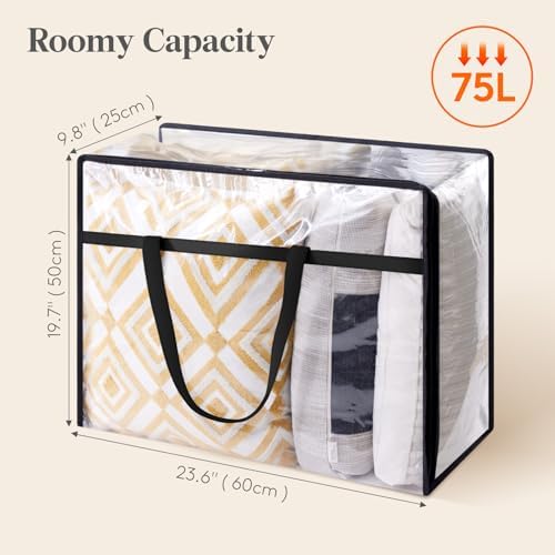 Lifewit 8 Pack Clear Clothes Storage Bags, 75L Plastic Blanket Storage Bag - Image 4