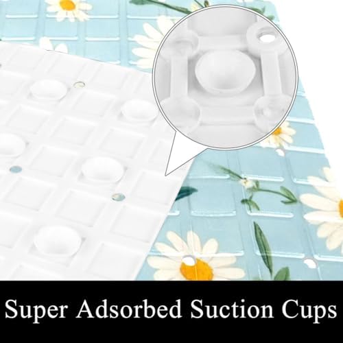 Bathtub Mat Non Slip 26.8x15.1In, Daisy Flower Bath Mat - Image 3