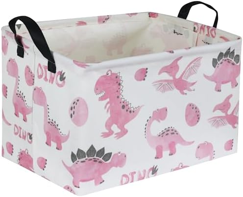 Rectangular Pink Baskets, Dinosaur Basket Cute Storage Basket Organizer by Sanjiaofen