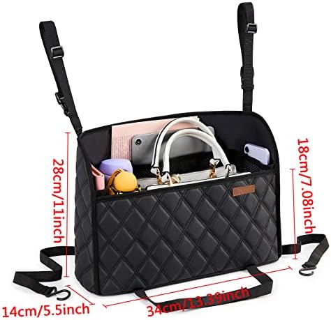 WLLWOO Car Net Pocket Organizer Purse Holder Console Front Seat Storage - Image 3