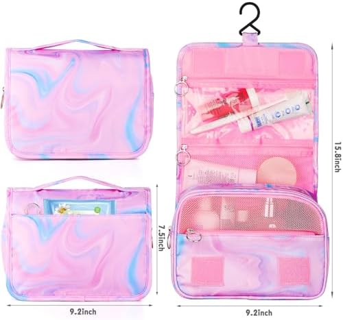 Pink Hanging Toiletry Bag for Girls, Travel Toiletry Bag for Teen Girls - Image 3