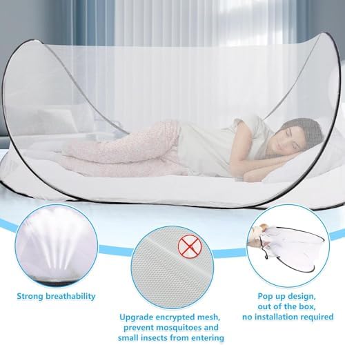 2 Pcs 78*31*23 Inch Large Pop Up Mosquito Net, Portable Foldable Mesh Tent - Image 3