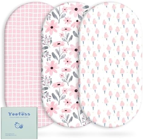 Yoofoss 3-Pack Bassinet Sheets for Girls Universal Fit by YOOFOSS