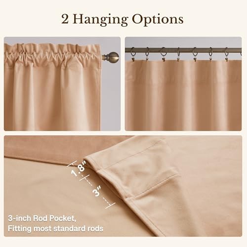 StangH Blush Beige Velvet Window Valance 52x18 Inch, 1 Panel - Image 4