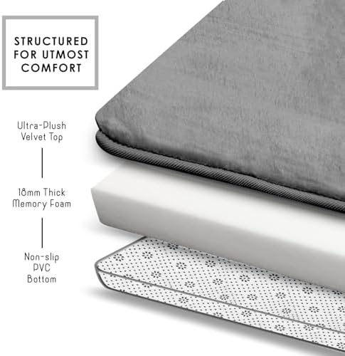 Clara Clark 3 Piece Bathroom Rugs, Velvet Memory Foam Bath Mat Set, Non-Slip - Image 5