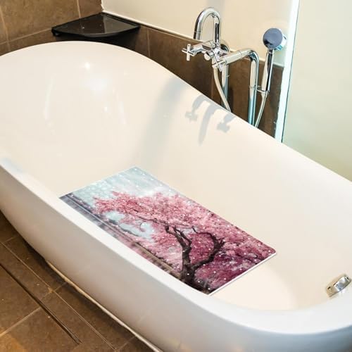 Bathtub Mat Non Slip 26.8x15.1In, Cherry Blossom Bath Mat - Image 4
