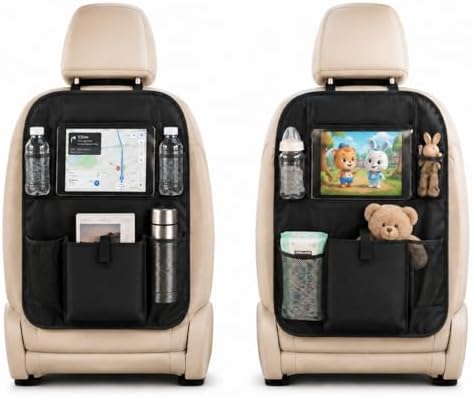 Car Backseat Organizer with 12 Storage Pockets, Waterproof Kick Mats Seat by ZNTEZED
