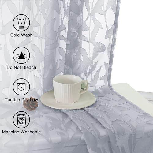 Lecloud Leia Sheer Light Grey Window Curtains - Image 3