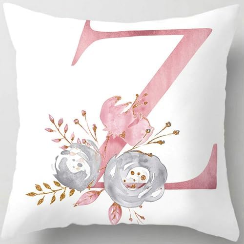 Pink Throw Pillow Covers Cute Alphabet Decorative Cushion Covers Square Letter by TillskuchThrowPillowCovers