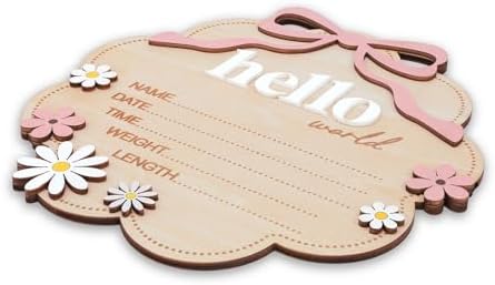 Hello World Wooden Baby Birth Announcement Sign - Image 4